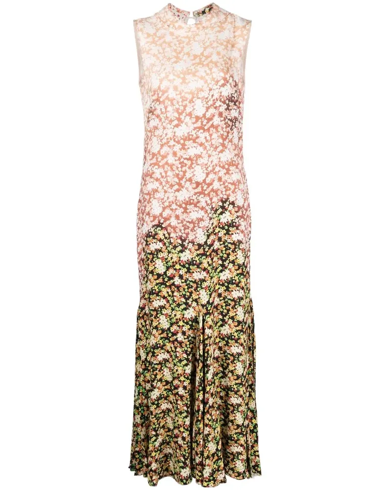 Marni Maxikleid mit Blumen-Print - Schwarz Schwarz