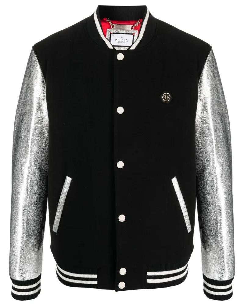 Philipp Plein Bomberjacke im Metallic-Look - Schwarz Schwarz