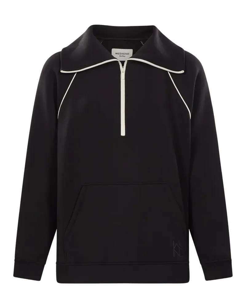 Max Mara Paspelierter Pullover mit kurzem Reißverschluss - Schwarz Schwarz