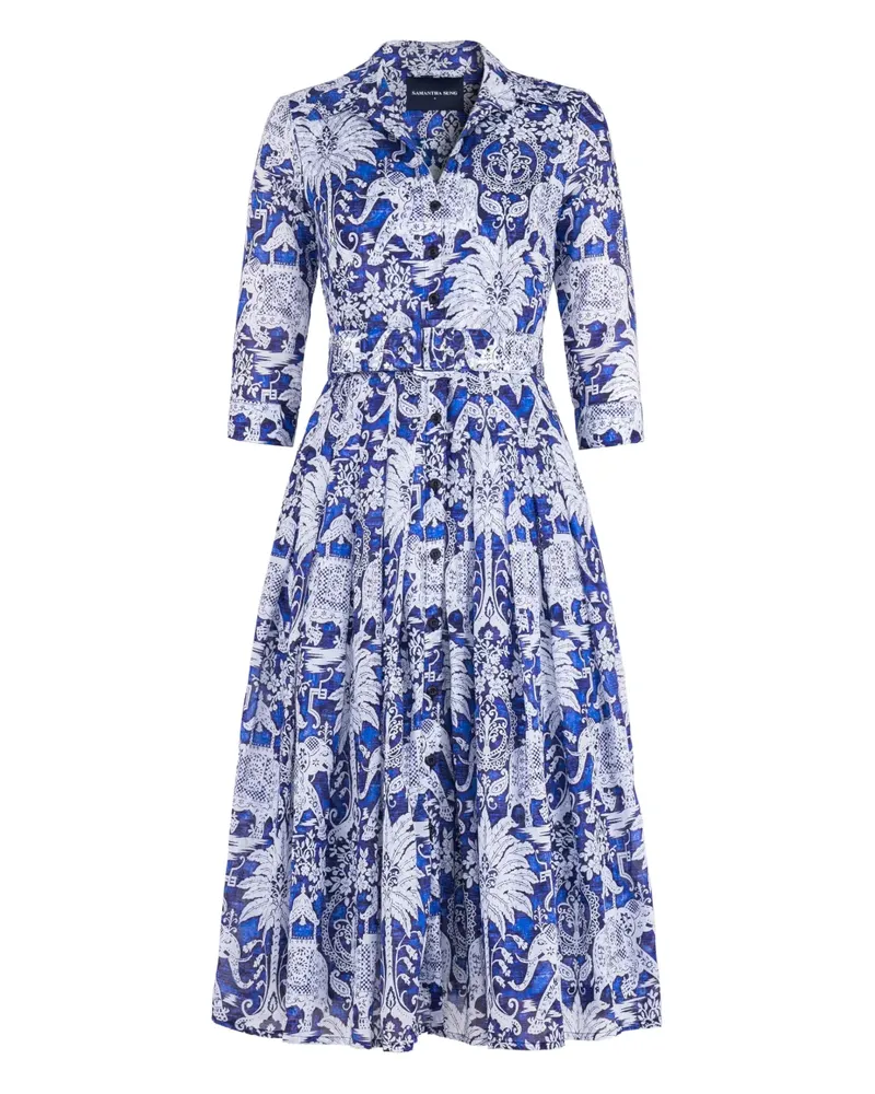 Samantha Sung Audrey Midikleid mit Elefanten-Print - Blau Blau