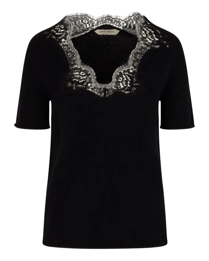 Alberta Ferretti T-Shirt mit Einsatz - Schwarz Schwarz