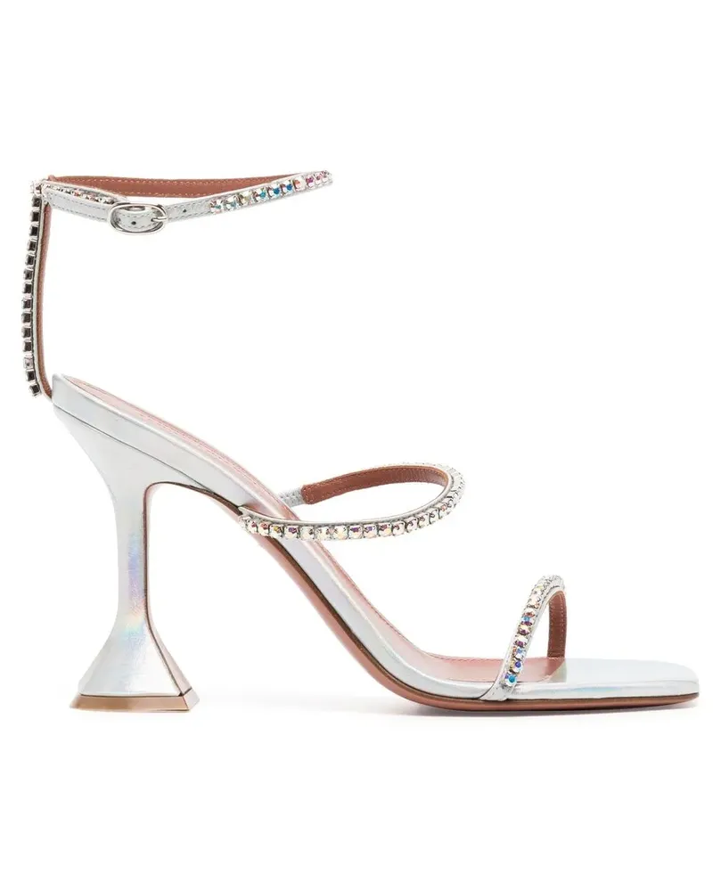 Amina Muaddi Gilda Sandalen mit Kristallen 95mm - Silber Silber