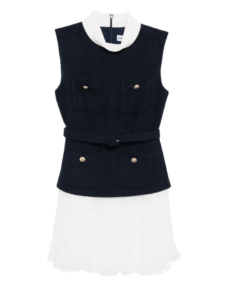 Self-Portrait Boucle chiffon mini dress - Blau Blau