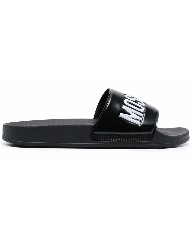 Moschino Pantoletten mit Logo-Print - Schwarz Schwarz
