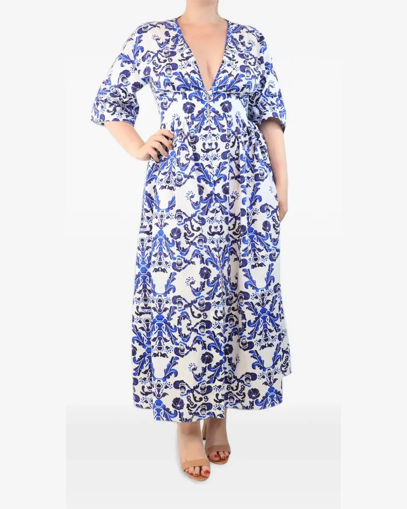 EMILIA WICKSTEAD floral-print midi dress - Blau Blau