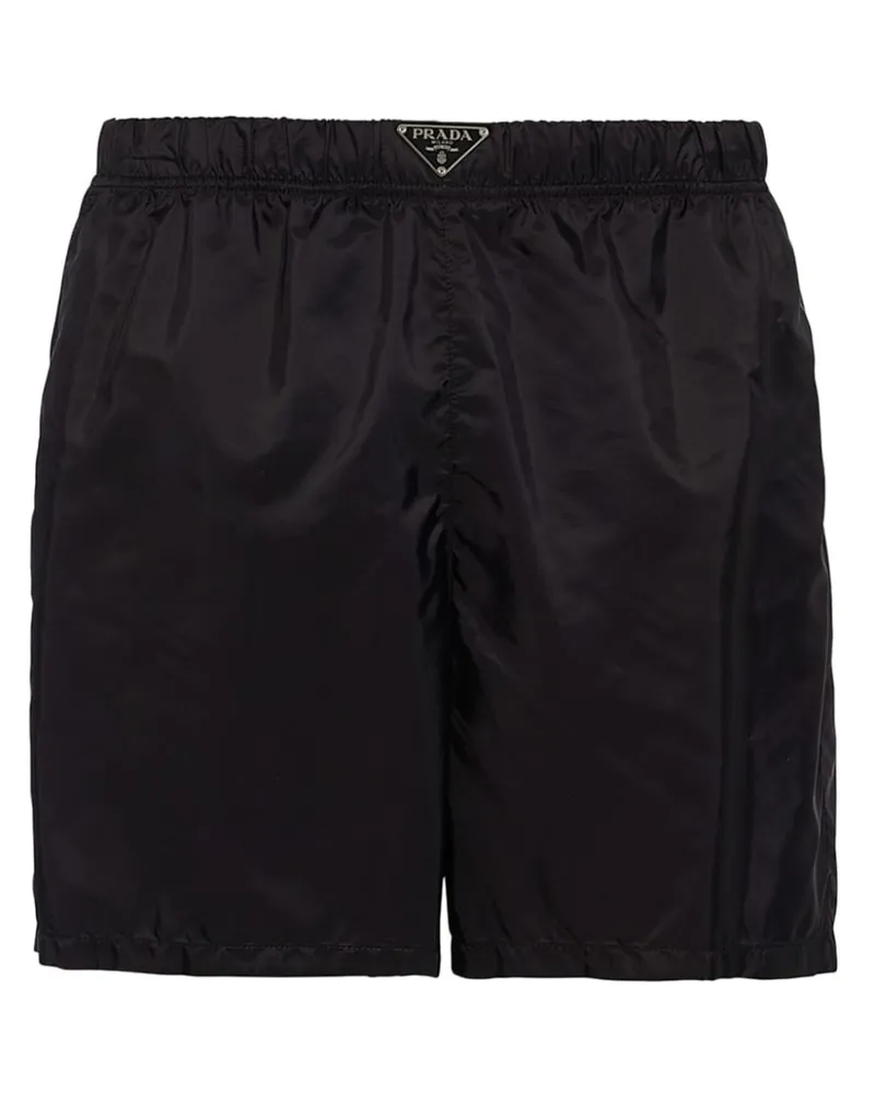 Prada Badeshorts mit Triangel-Logo Schwarz