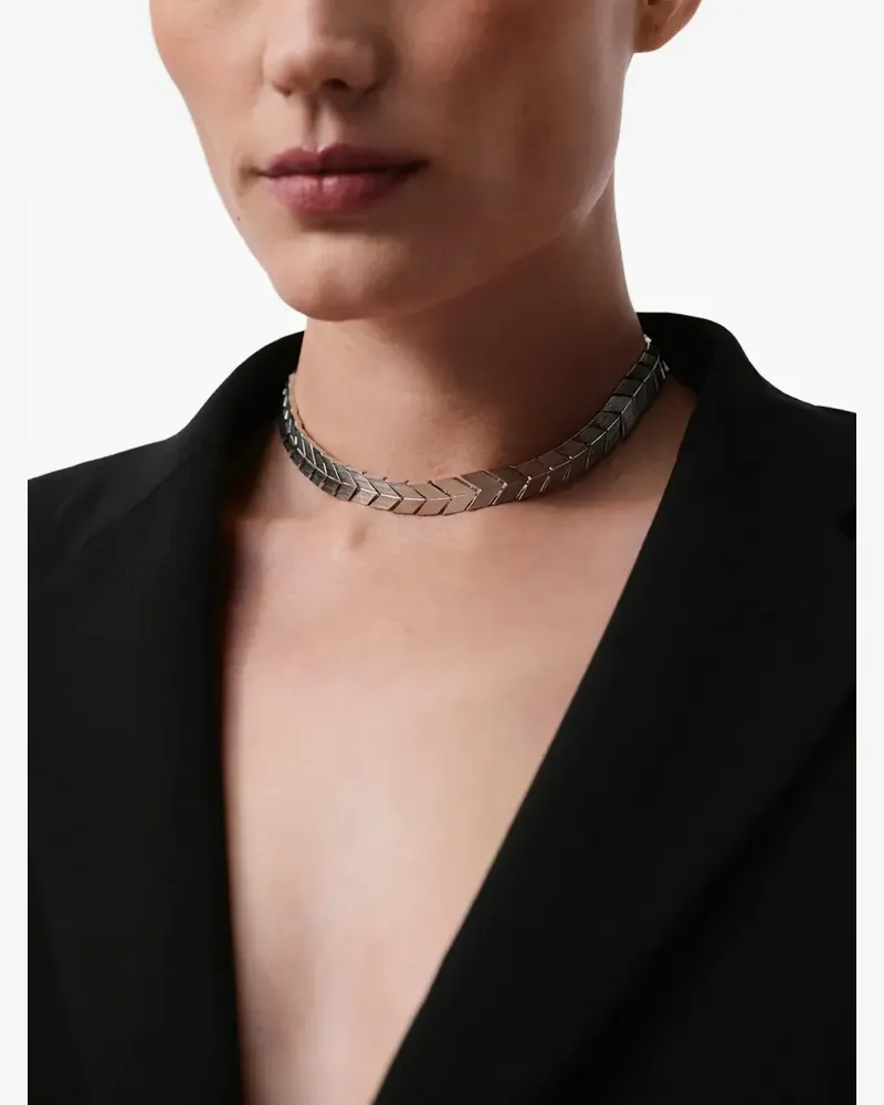 BEVZA flat spikelet choker - Silber Silber