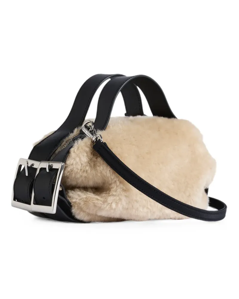Simone Rocha faux-fur biker belt tote bag - Nude Nude