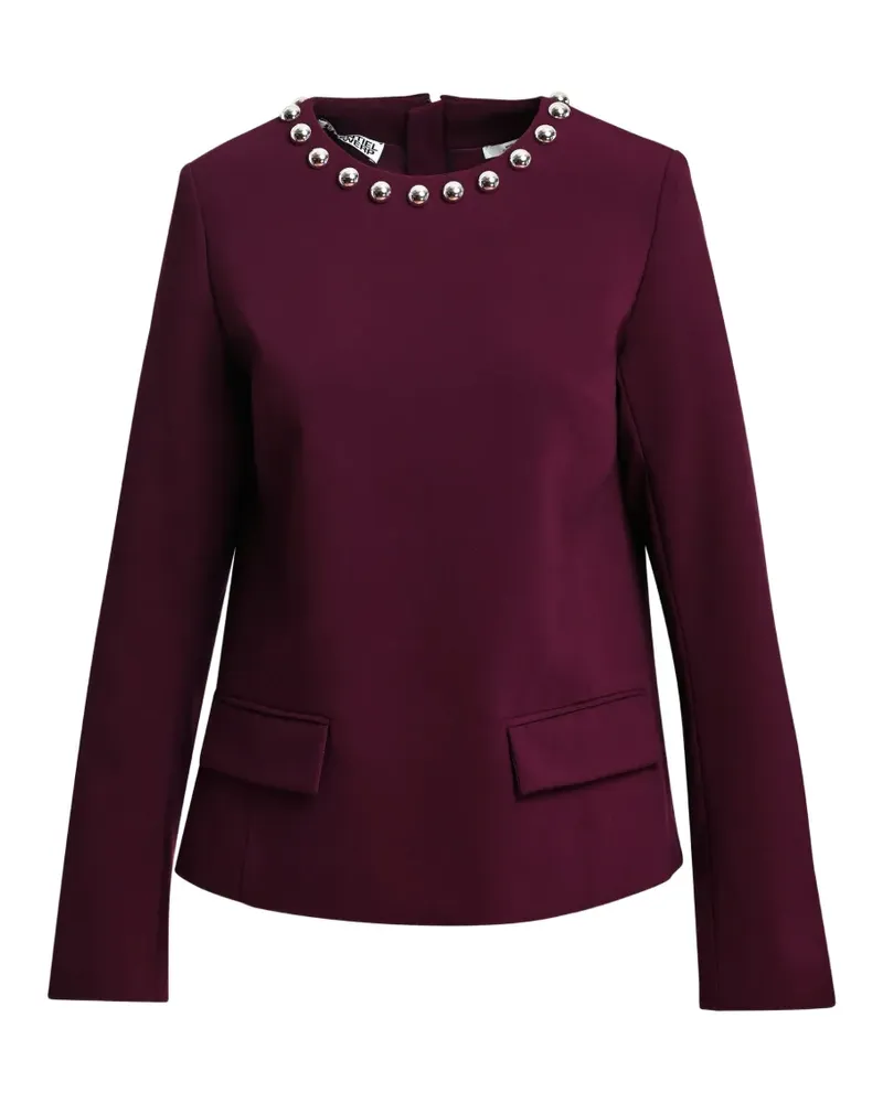 Essentiel Kost Bluse mit Perlennieten und rundem Ausschnitt - Rot Rot