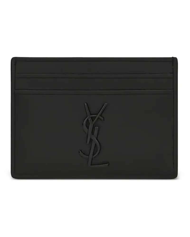 Saint Laurent logo-plaque leather cardholder - Schwarz Schwarz