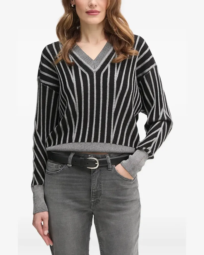 DKNY striped V-neck sweater - Schwarz Schwarz