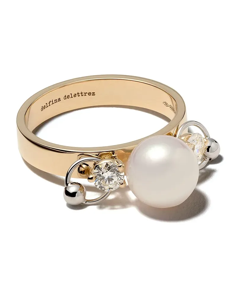 Delfina Delettrez 18kt 'Two in One' Gelb- und Weißgoldring mit Diamanten - Metallic Metallic