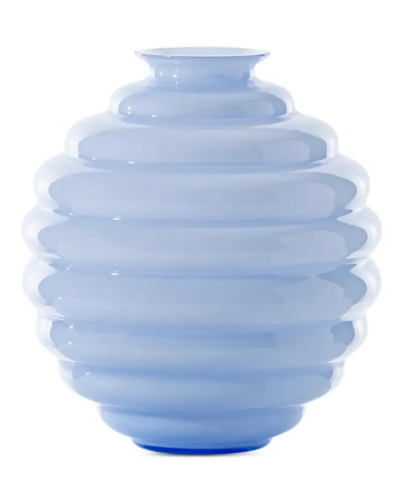 Venini Gerippte Deco Glasvase - Blau Blau
