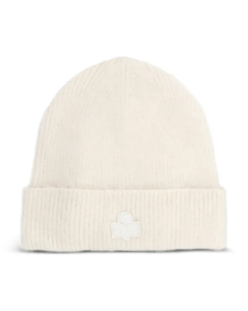 Isabel Marant logo-patch ribbed beanie hat - Nude Nude