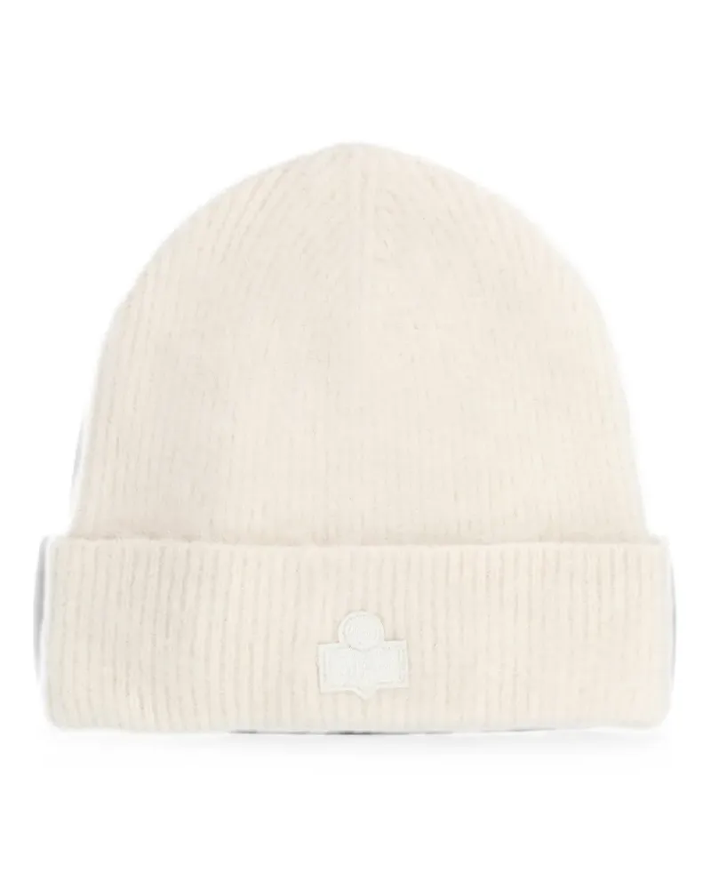 Isabel Marant logo-patch ribbed beanie hat - Nude Nude