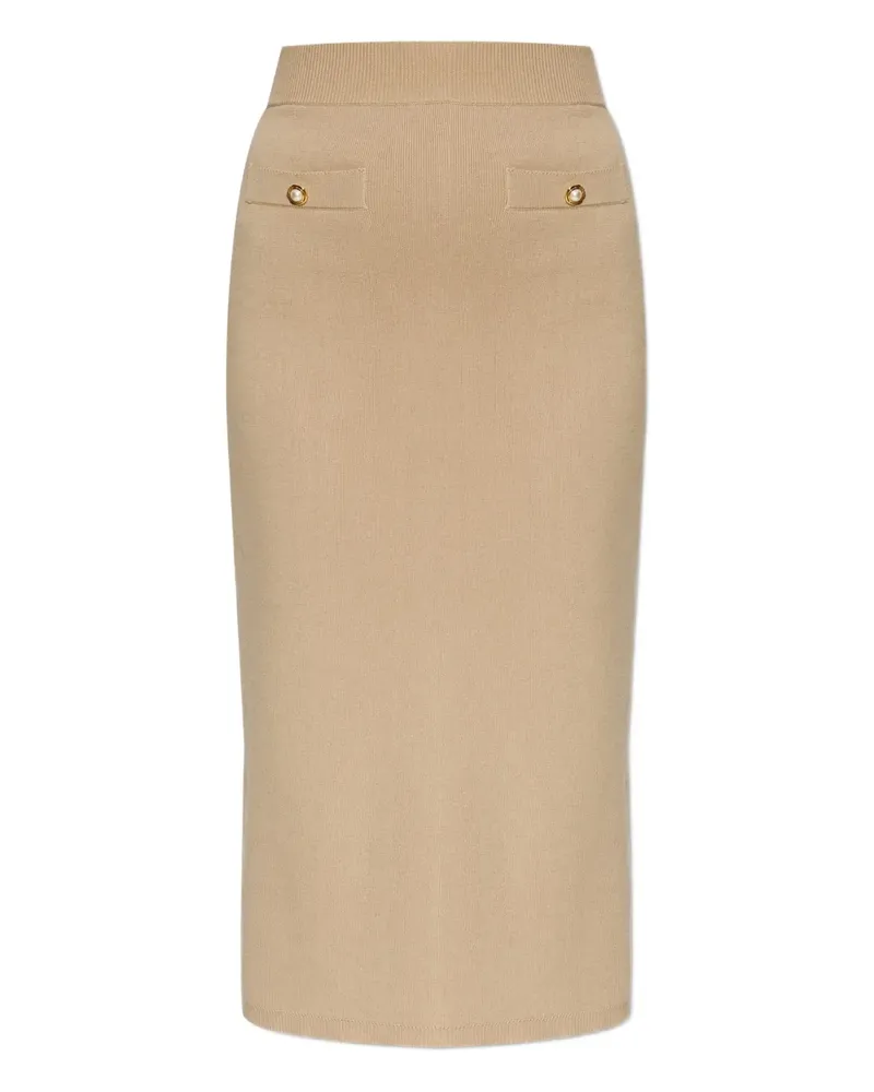 Alessandra Rich Strickrock mit Knopfdetail - Nude Nude