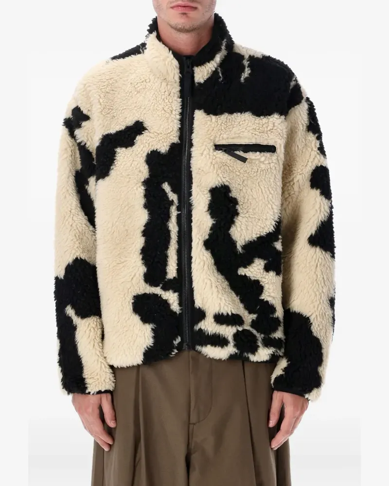 Obey Gemusterte Sherpa-Jacke mit Reißverschluss - Nude Nude