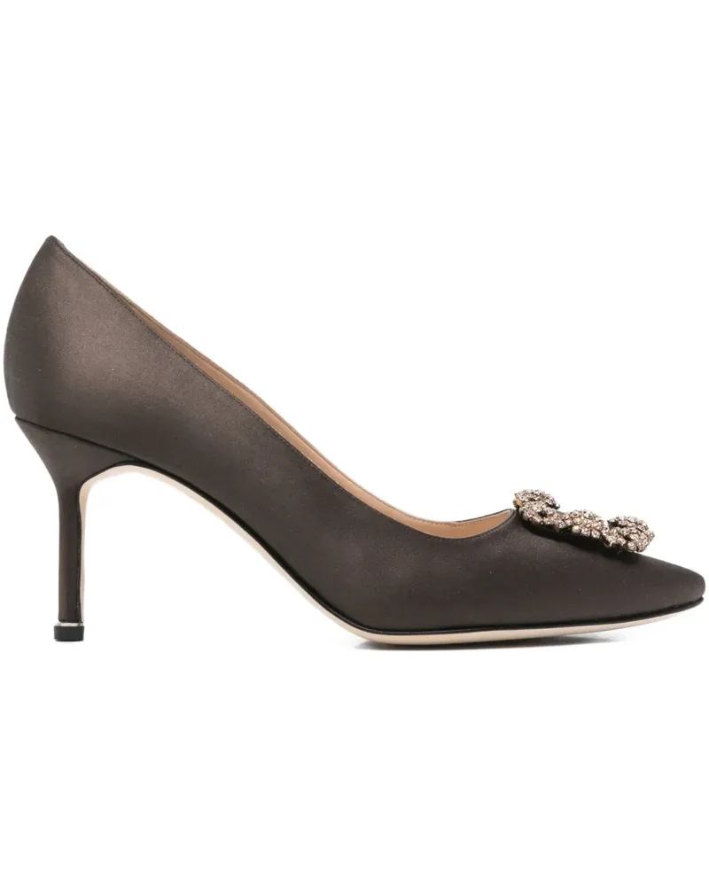 Manolo Blahnik 80mm Hangisi embellished pumps - Braun Braun