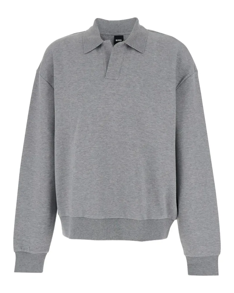 HUGO BOSS polo-collar long-sleeve sweatshirt - Grau Grau