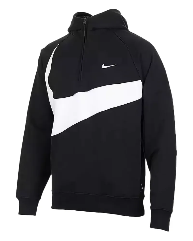 Nike Swoosh "Black/White" Fleece-Hoodie - Schwarz Schwarz