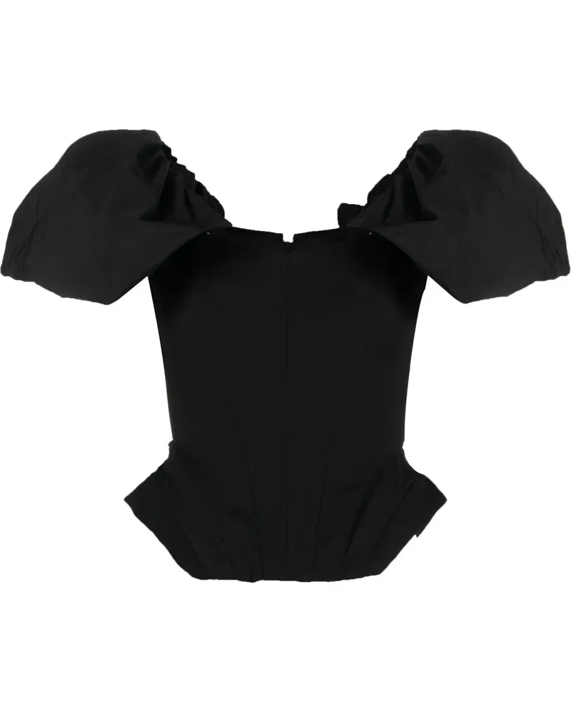 V:PM ATELIER Oberteil mit Puffärmeln - Schwarz Schwarz