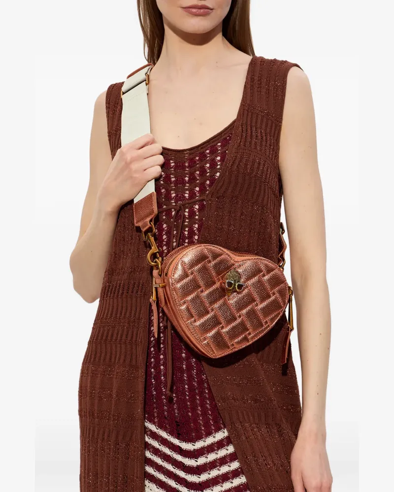 Kurt Geiger Kensington quilted heart cross body bag - Orange Orange