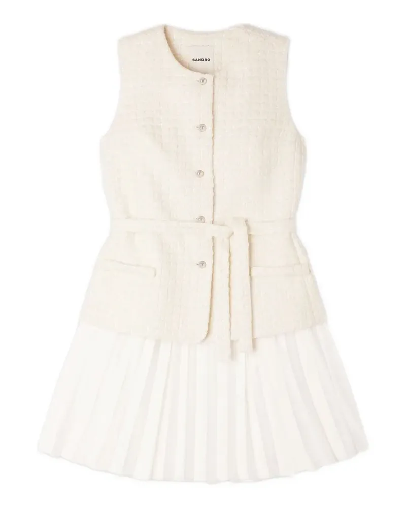 Sandro Plissiertes Kleid mit Pailletten - Nude Nude