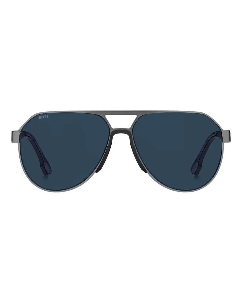 HUGO BOSS Sport-Sonnenbrille aus mattem Edelstahl - Grau Grau