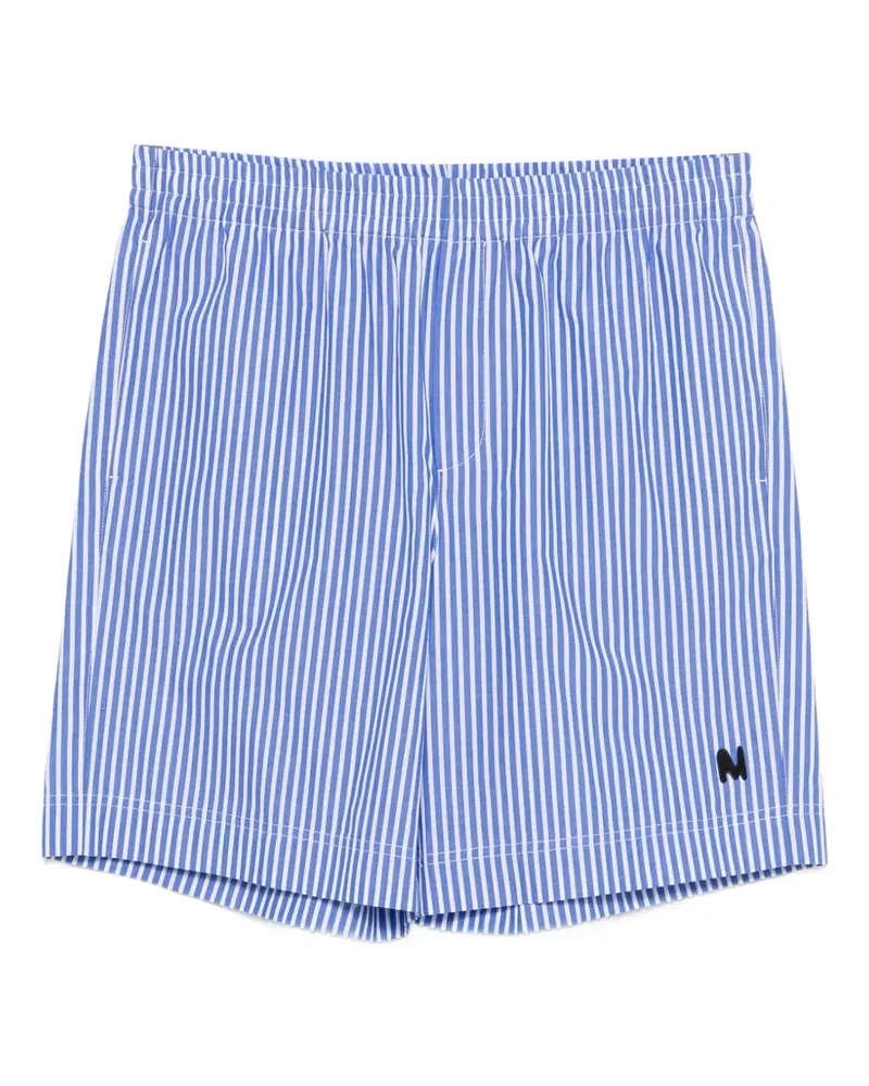 MSGM striped logo-patch shorts - Blau Blau