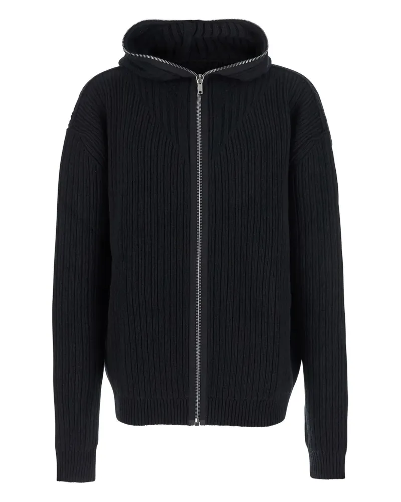 Rick Owens Gerippte Kapuzenjacke - Schwarz Schwarz