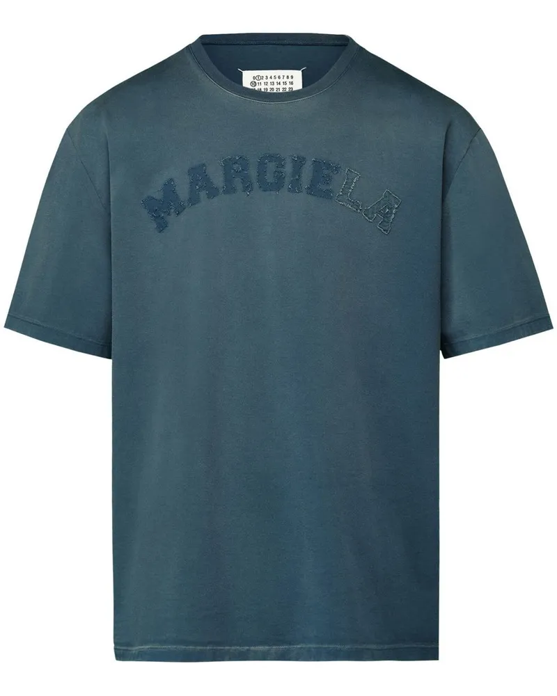 Maison Margiela T-Shirt mit Logo-Applikation Blau