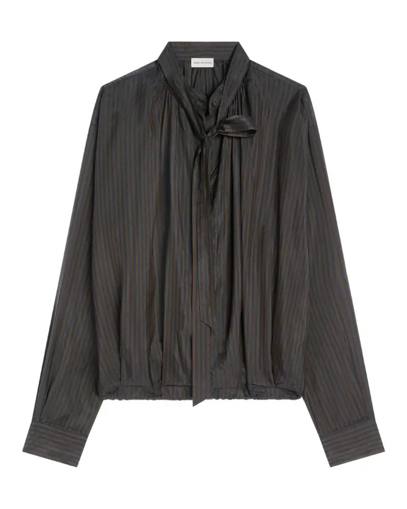 Dries van Noten Cupro-Bluse mit Kordelzug - Schwarz Schwarz