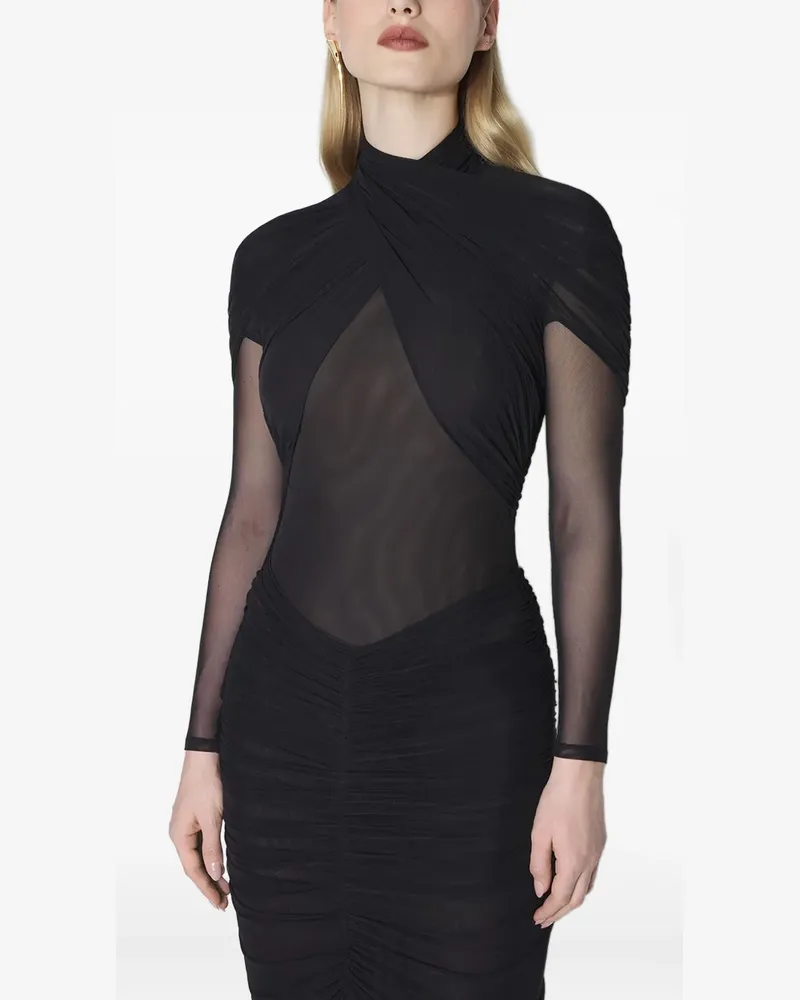 Thierry Mugler Semi-transparentes Oberteil - Schwarz Schwarz