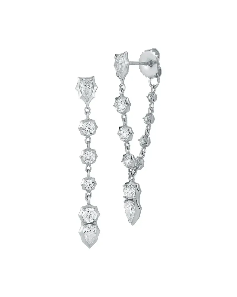 Jade Trau Poppy Loop Ohrringe mit Diamanten - Silber Silber