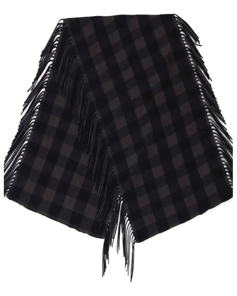 Destin check fringed scarf - Schwarz Schwarz