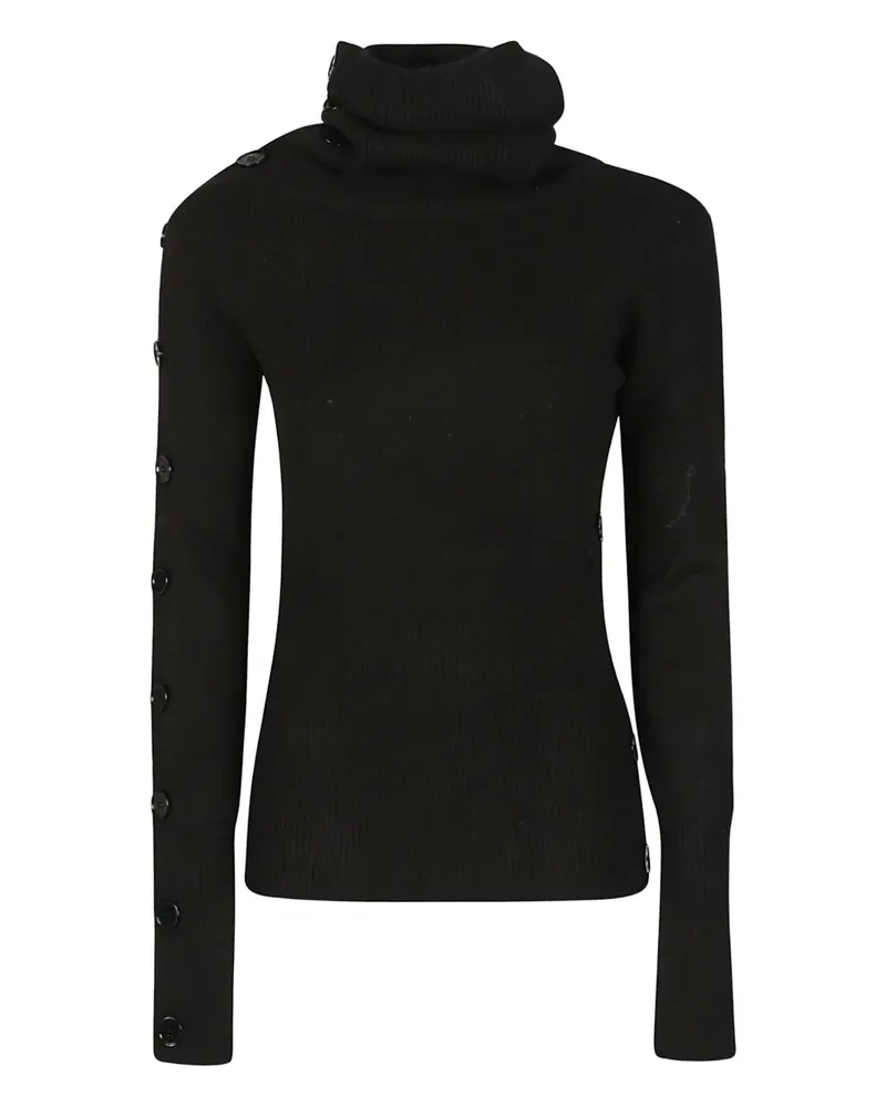 Patrizia Pepe high-neck button-detail sweater - Schwarz Schwarz