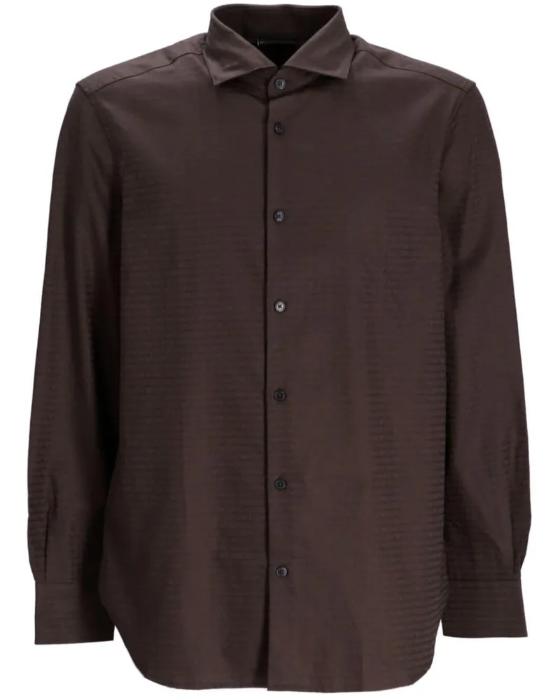 Emporio Armani Hemd aus Logo-Jacquard Braun