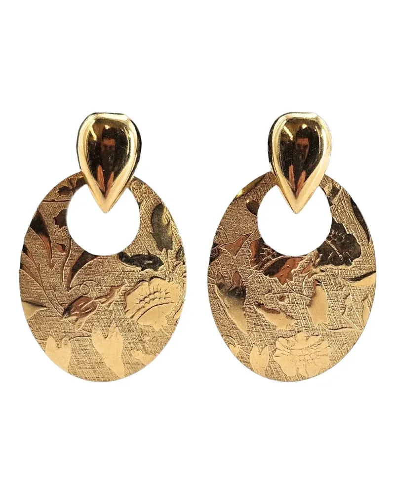 Madison embossed floral-engraved earrings - Gold Gold