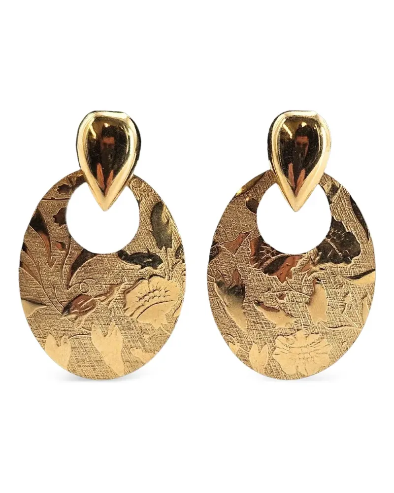 Madison embossed floral-engraved earrings - Gold Gold