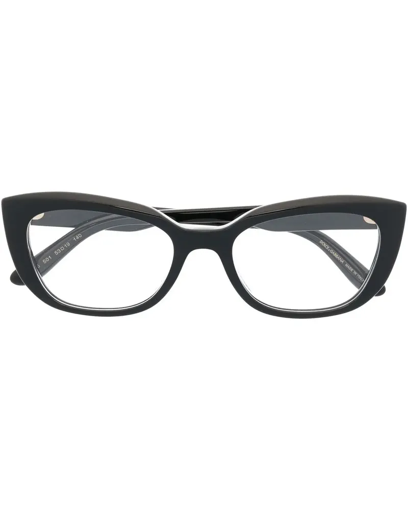 Dolce & Gabbana Cat-Eye-Brille mit Logo-Schild - Schwarz Schwarz