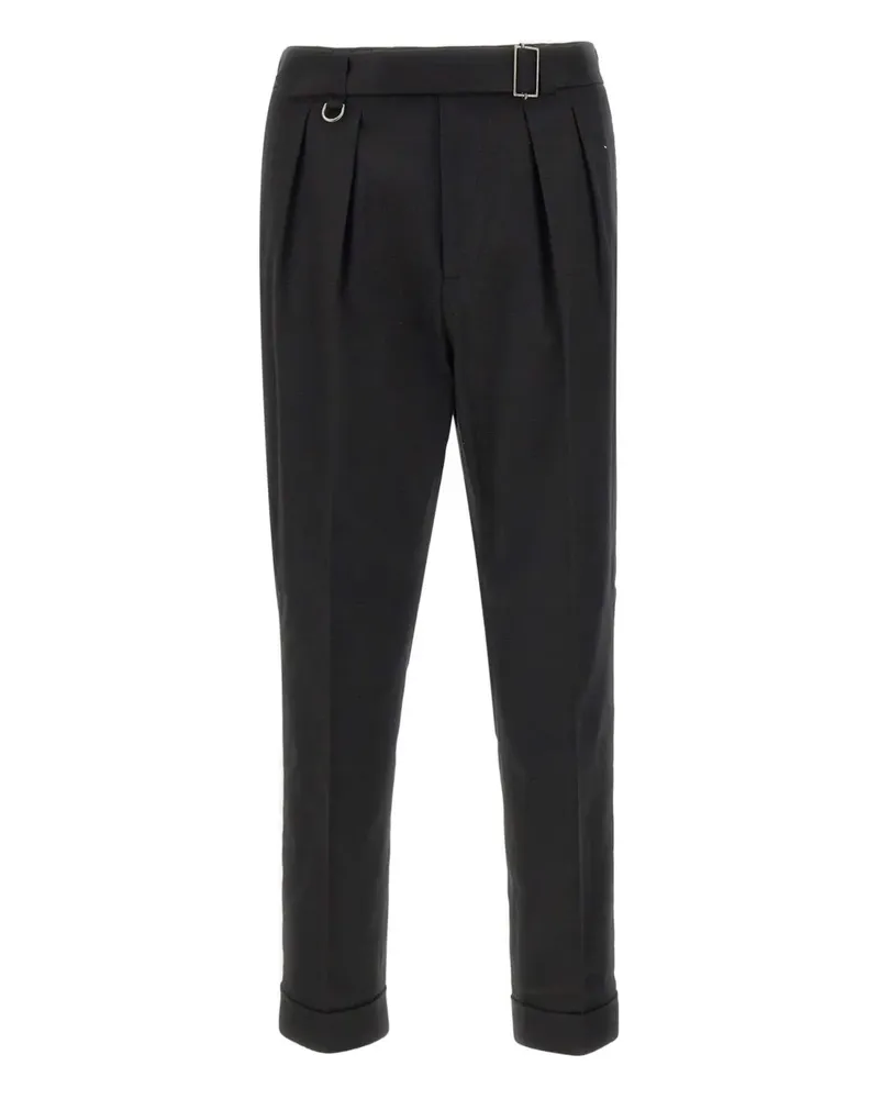 Paolo Pecora Milano Plissierte Hose mit Gürtel - Schwarz Schwarz