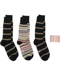 Paul Smith Artist Stripe Socken und Kartenetui (4er-Set Schwarz