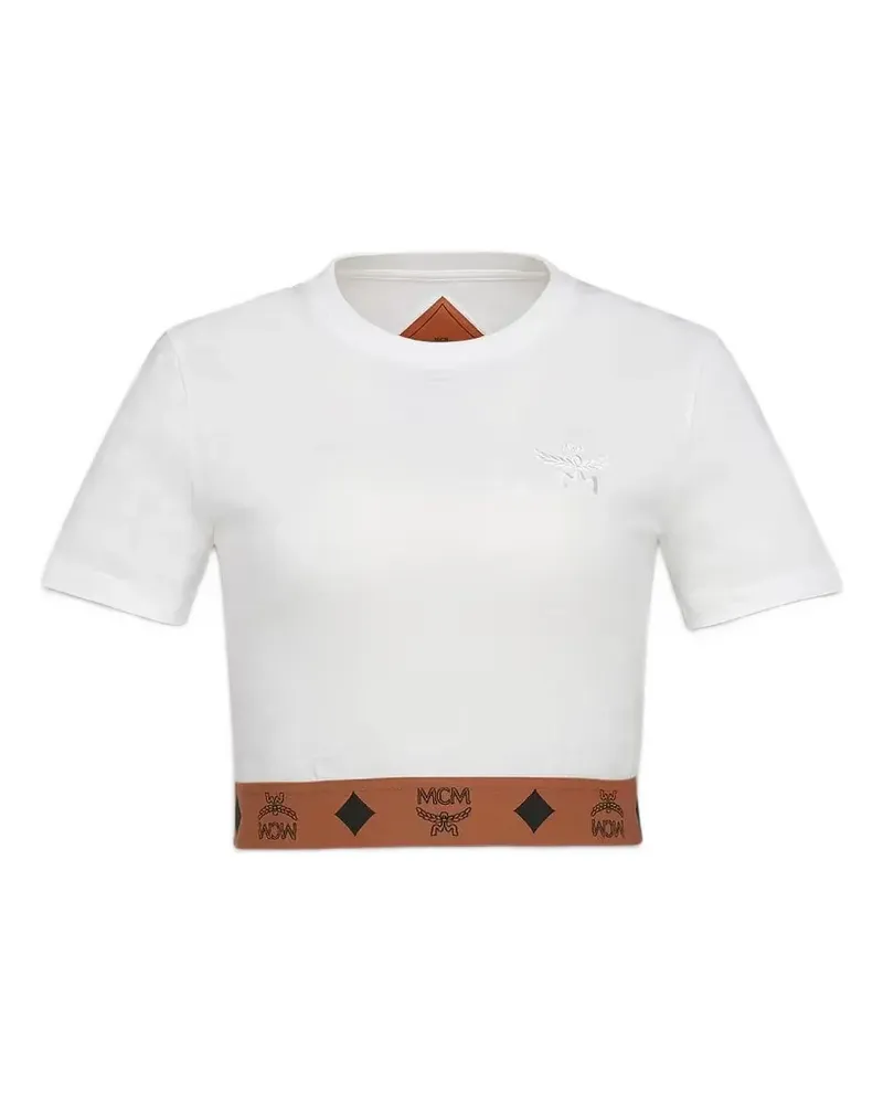 MCM logo-print cropped t-shirt - Weiß Weiß