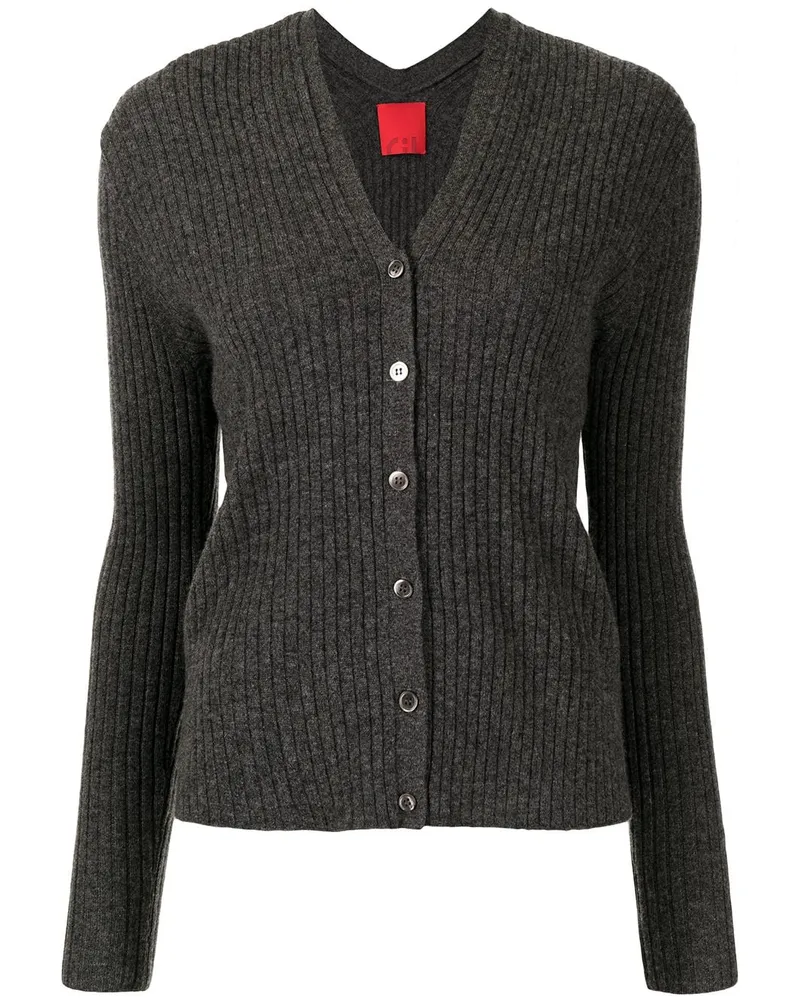 Cashmere In Love Gerippter Inez Cropped-Cardigan - Grau Grau