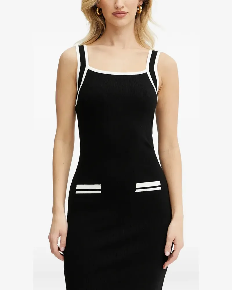 Morgan Geripptes Maxikleid mit Kontrastdetails - Schwarz Schwarz