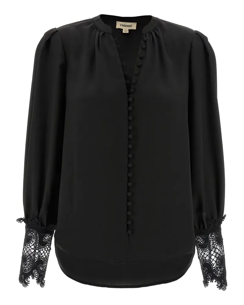 L'Agence Ava Hemd mit Spitzendetail - Schwarz Schwarz