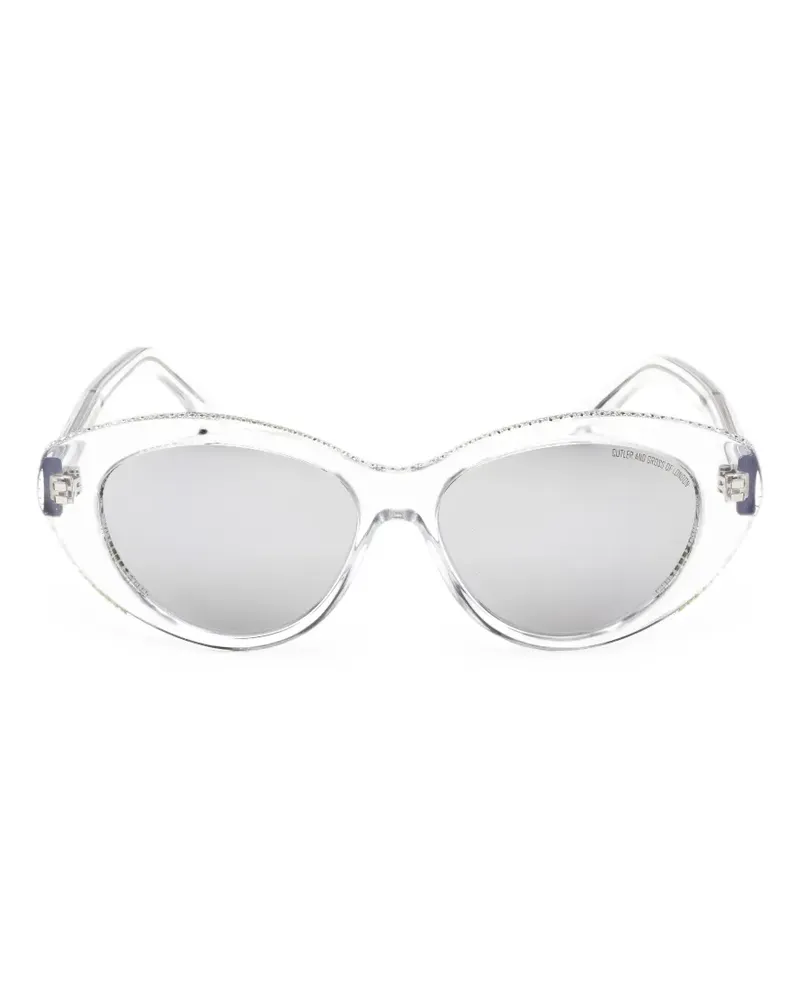 Cutler and Gross Cat-Eye-Sonnenbrille mit Kristallen - Weiß Weiß