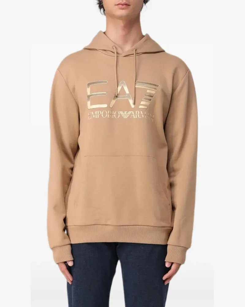EA7 Hoodie mit Logo-Print - Nude Nude