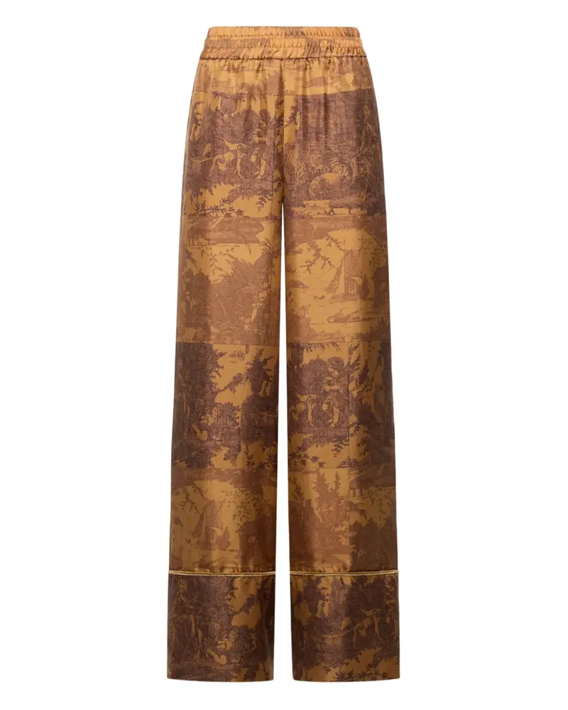 Pierre-Louis Mascia toile-print elastic-waist trousers - Braun Braun