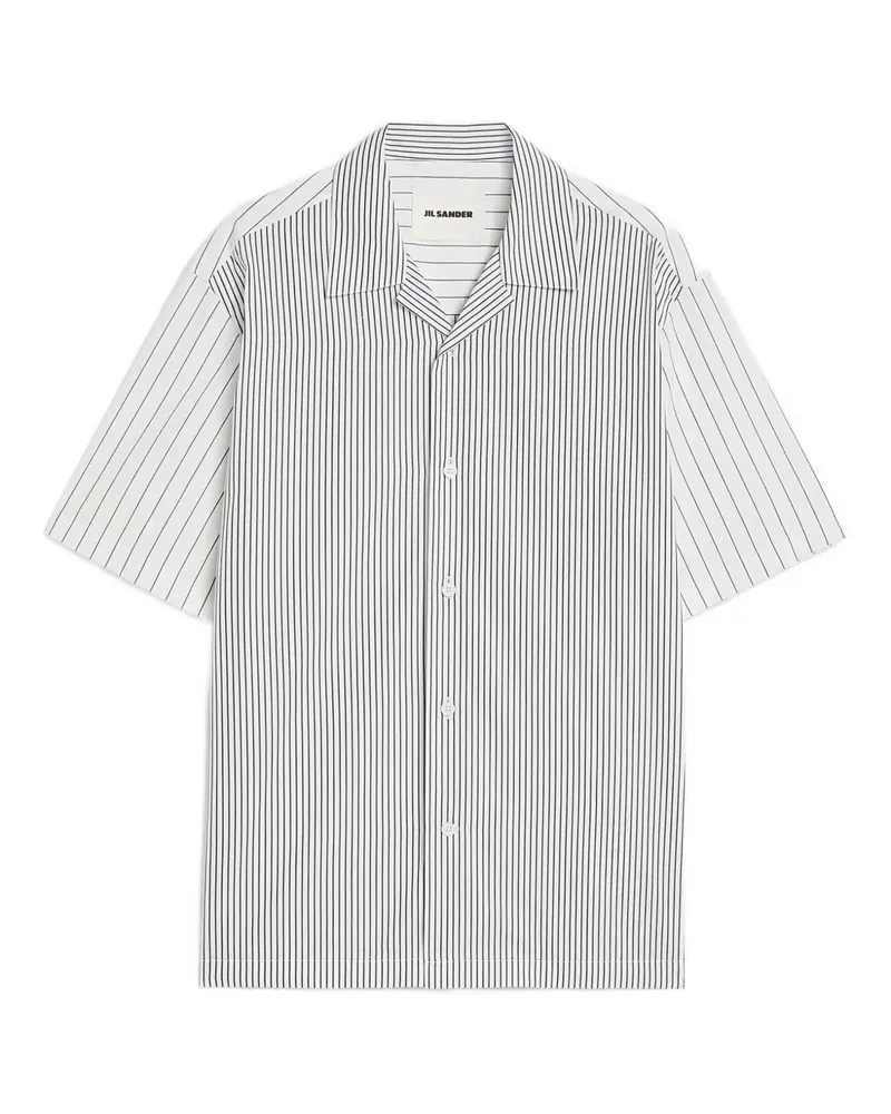 Jil Sander Gestreiftes Hemd mit kurzen Ärmeln - Weiß Weiß